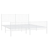 Metal Bed Frame without Mattress with Footboard White 200x200cm 350956