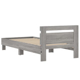 Bed Frame without Mattress with LED Lights Grey Sonoma 75x190 cm Small Single 838755