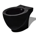 ZNTS Stand Toilet & Bidet Set Black Ceramic 270060