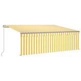 Manual Retractable Awning with Blind 4x3m Yellow&White 3069418