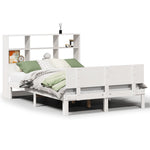 ZNTS Bookcase Bed without Mattress White 140x200cm Solid Wood Pine 3322667