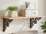 Wall Shelf Brackets 12 pcs Antique Brown 24 x 24 x 3.5 cm Steel 42038823