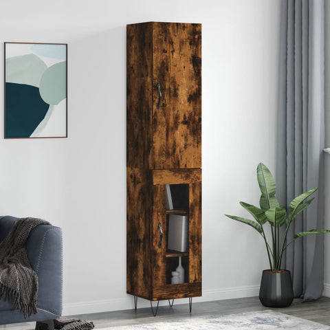 Highboard Smoked Oak 34.5x34x180 cm Engineered Wood 3199078