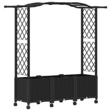 Raised Bed with Trellis and Roof Black 164 x 40 x 144 cm PP 3423101