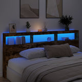 Headboard Cabinet with LED Smoked Oak 220x17x102 cm 839228