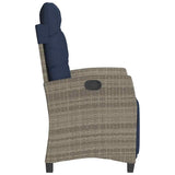 Reclining Garden Chair with Footrest Grey Poly Rattan 365239