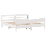 Bed Frame with Headboard White 180x200 cm Super King Solid Wood Pine 3307036