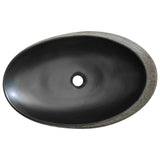 Countertop Basin Grey and Black Oval 59x40x14 cm Ceramic 155091