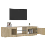 TV Cabinet with LED Lights Smoked Oak 140x40x36 cm 822681