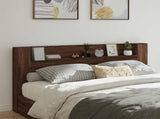 Storage Headboard with LED Brown Oak Engineered Wood 3418696