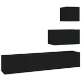 4 Piece TV Cabinet Set Black Engineered Wood 3114639