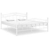 Bed Frame White Powder-coated metal Double Durable Bed Frame 324998