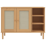 Sideboard SENJA Rattan Look Brown 112x40x80cm Solid Wood Pine 358028