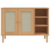 Sideboard SENJA Rattan Look Brown 112x40x80cm Solid Wood Pine 358028