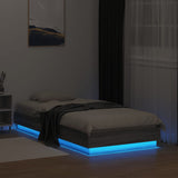 Bed Frame without Mattress with LED Lights Grey Sonoma 75x190 cm Small Single 839551