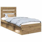 Bed Frame Artisian Oak 90 x 190 cm Solid Pine Wood 3411799