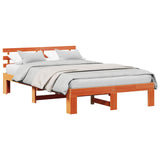 Bed Frame with Headboard Wax Brown 120 x 200 cm Solid Pine Wood 872613