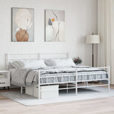 Metal Bed Frame without Mattress with Footboard White 200x200cm 355733