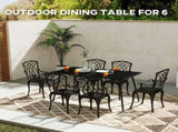 Rectangle Garden Table with Slat Top, Steel Frame, Outdoor Table for 6 Person, 150 x 80 x 74 cm, T3398P377593