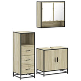 ZNTS 3 Piece Bathroom Furniture Set Sonoma Oak Engineered Wood 3301036