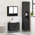 ZNTS 3 Piece Bathroom Furniture Set Black Engineered Wood 3301095