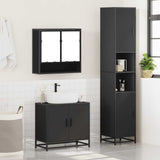 ZNTS 3 Piece Bathroom Furniture Set Black Engineered Wood 3301095