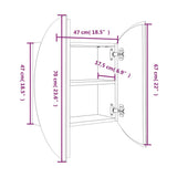 Bathroom Cabinet with Round Mirror&LED Grey 47x47x17.5 cm 345585