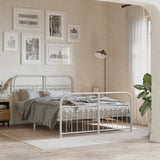 Metal Bed Frame without Mattress with Footboard White 137x190cm 376666