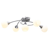 Ceiling Lamp with Ceramic Shades for 5 E14 Bulbs White Bowl 289237
