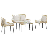 Garden Furniture Set 4 pcs Black and Cream Poly Rattan 3379043