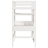 ZNTS Loft Bed Frame with Desk and Shelves White 90x200cm Solid Wood Pine 3308542