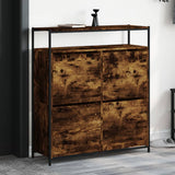 Shoe Cabinet with 4 Flip-Drawers Smoked Oak 100x34x112 cm 3214415