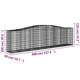Arched Gabion Baskets 5 pcs 400x50x100/120 cm Galvanised Iron 3145959