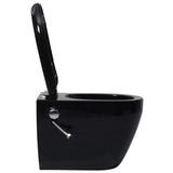 Wall Hung Rimless Toilet with Concealed Cistern Black Ceramic 3200553