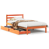 Bed Frame without Mattress Wax Brown 90x200 cm Solid Wood Pine 3301555