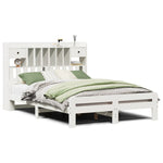 ZNTS Bookcase Bed without Mattress White 150x200 cm King Size Solid Wood Pine 3308880