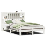 ZNTS Bookcase Bed without Mattress White 150x200 cm King Size Solid Wood Pine 3308880