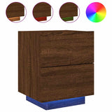 Bedside Cabinet with LED Lights Brown Oak Engineered Wood 836747