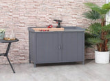Garden Storage Cabinet, Outdoor Tool Shed, Potting Bench Table with Galvanized Top and Two Shelves T3398P377603