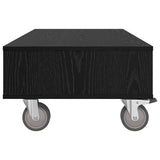 Side Table with Wheels Black Oak 90 x 50 x 30 cm 891017