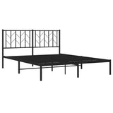 Metal Bed Frame without Mattress with Headboard Black 150x200cm 374439