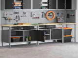 Work Bench Set 3 pcs Red and Grey 255 x 55 x 85 cm Steel 3321397