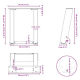 ZNTS Coffee Table Legs U-Shaped 2 pcs Anthracite 30x cm Steel 4012738