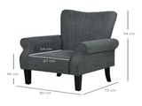 Upholstered Accent Chair with Rolled Arms and Wood Legs, Armchair for Living Room Bedroom, Grey T3398P344823