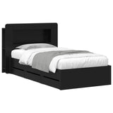 Bed Frame with Storage Black 75 x 190 cm Engineered Wood 3433991
