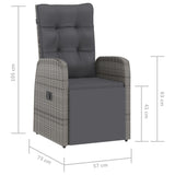 ZNTS 11 Piece Garden Dining Set with Cushions Grey Poly Rattan 3095255