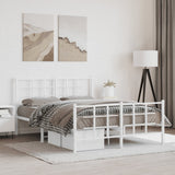 Metal Bed Frame without Mattress with Footboard White 140x190cm 355628