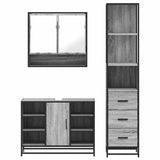 ZNTS 3 Piece Bathroom Furniture Set Grey Sonoma Engineered Wood 3301183