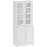 Modern Bookcase with Glass Doors, Display Storage Cabinet with Adjustable Shelves for Living Room, T3398P378013