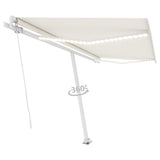 Manual Retractable Awning with LED 400x300 cm Cream 3069542